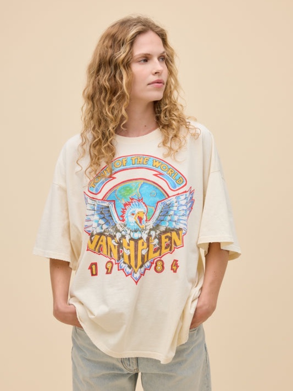 *FLAW* Daydreamer Cream Van Halen Graphic Short Sleeve Tee